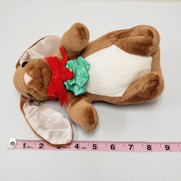 Velveteen Rabbit with Christmas Holiday Stocking 1985 Vintage Plush - Picture 8 of 10